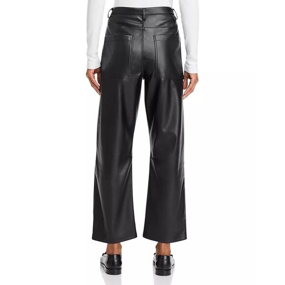 Steve Madden Women Black Faux Leather Haniel Casual Barrel Leg Crop Pants Size M - Picture 6 of 7